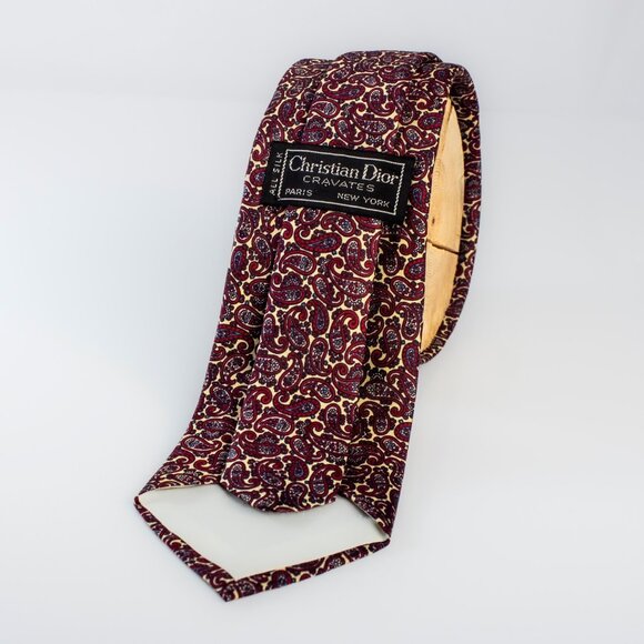 Vintage Dior Tie | Silk Paisley Designer Tie | Christian Dior Cravates - Picture 2 of 6